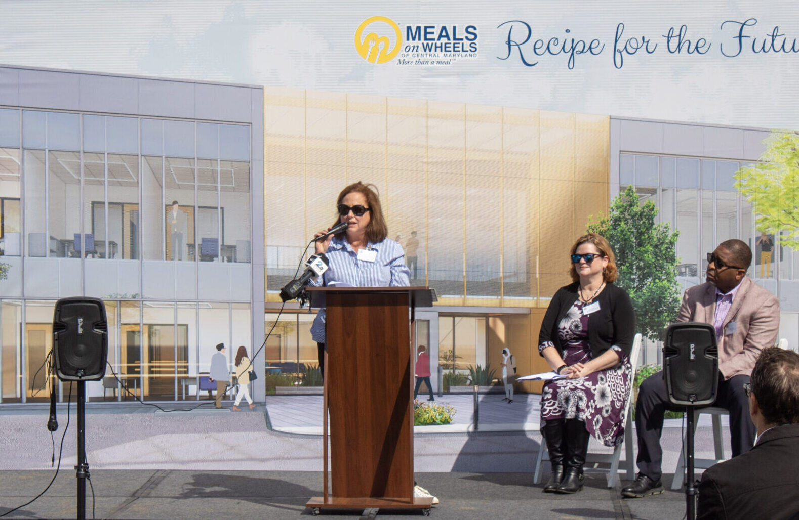 Executive Director and CEO speaking at the Meals on Wheels of Central Maryland groundbreaking ceremony